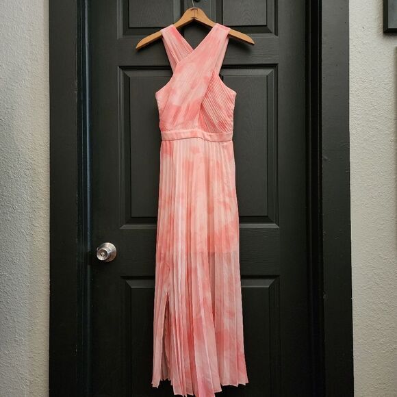 Ted Baker 'Mirelia' Cross Front Pleated Midi Dress - Coral - Picture 5 of 16